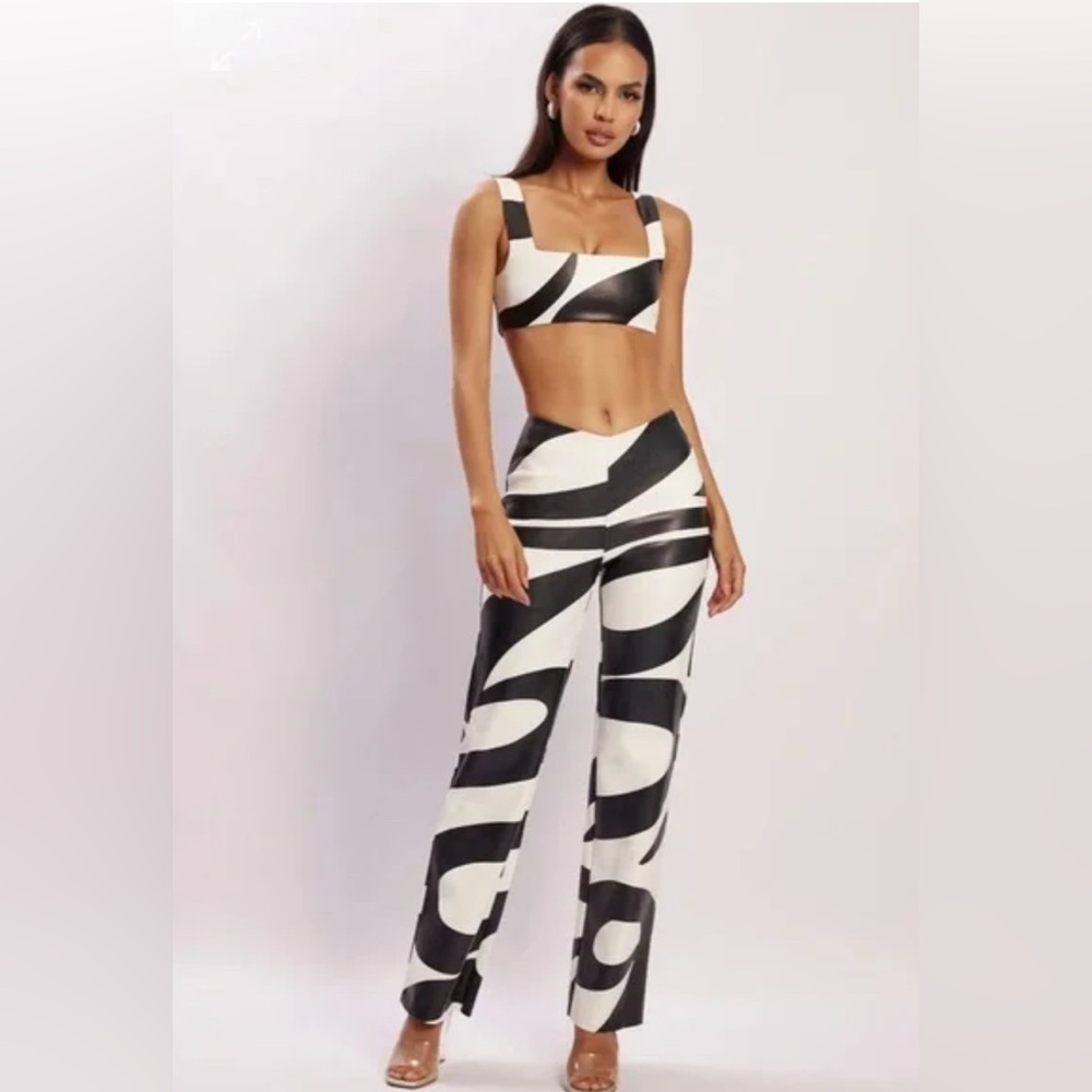 MESHKI Stevie V Front Print Pu Pant/Top - Swirl Print